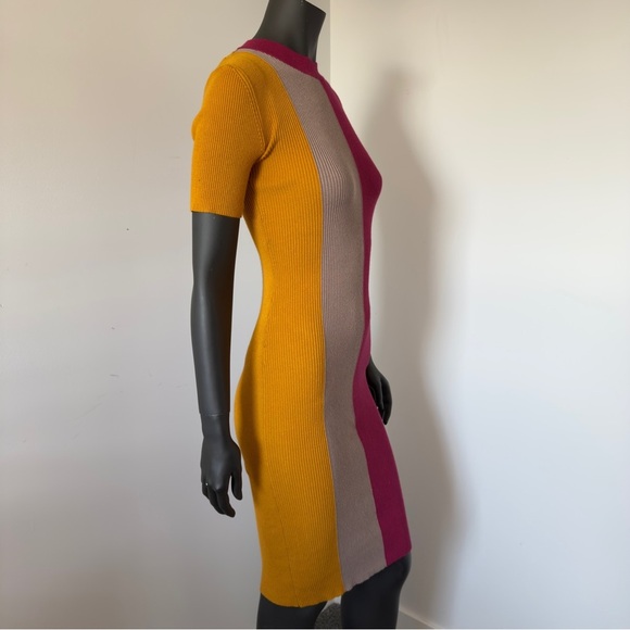 Lulus Dianna Magenta Colorblock Bodycon Midi Dress Short Sleeve Small - Picture 6 of 9